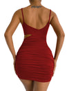 Women's Solid color sexy open waist camisole dress