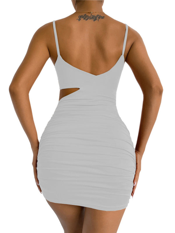 Women's Solid color sexy open waist camisole dress