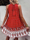 Women's bohemian print holiday halterneck dress