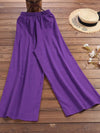 Women's solid color  linen loose wide-leg pants