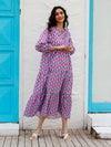 Geometric Collage Puff Sleeve Dress Street Holiday Women's Clothing