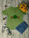 Women's V-neck clover print short-sleeved t-shirt