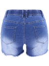 Women's casual slim all-match ripped denim shorts