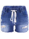 Women's casual slim all-match ripped denim shorts