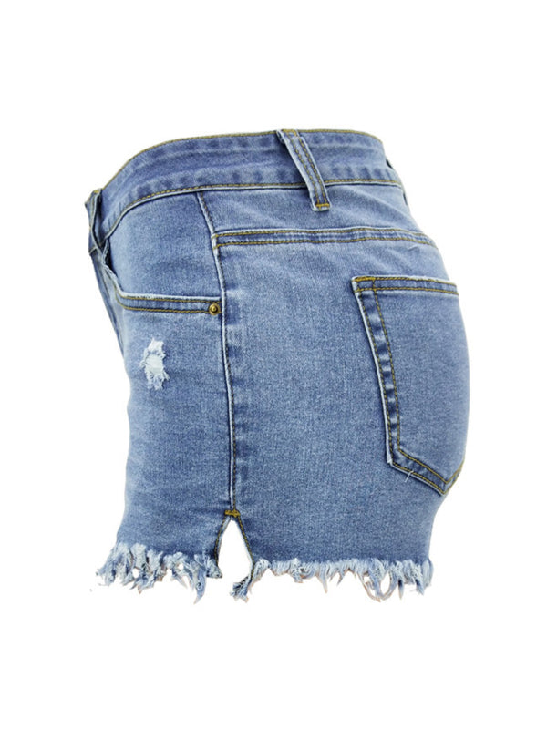 Women's Casual Tassel High Waist Denim Shorts