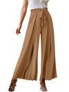 New bow loose high waist pleated wide leg pants with belt pants