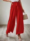 New bow loose high waist pleated wide leg pants with belt pants