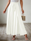 New bow loose high waist pleated wide leg pants with belt pants