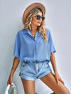 Women's woven casual loose short-sleeved shirt