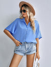 Women's woven casual loose short-sleeved shirt