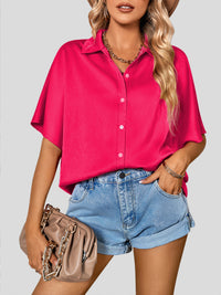 Women's woven casual loose short-sleeved shirt