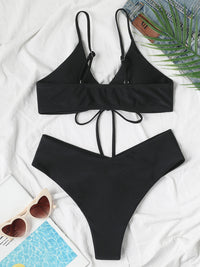 Women's Solid Color Drawstring Tie Sexy Bikini