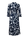 Women's Printed Cropped Sleeves Casual Mid-Length Shirt Dress