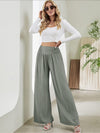 Women's woven fashion casual high waist wide leg pants