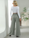 Women's woven fashion casual high waist wide leg pants