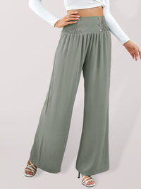 Women's woven fashion casual high waist wide leg pants