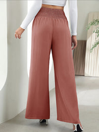 Women's woven fashion casual high waist wide leg pants