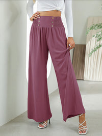 Women's woven fashion casual high waist wide leg pants