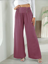 Women's woven fashion casual high waist wide leg pants