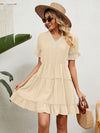 Women's Woven Chiffon Jacquard V-Neck Casual Dress