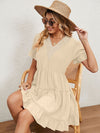 Women's Woven Chiffon Jacquard V-Neck Casual Dress