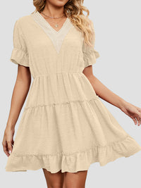 Women's Woven Chiffon Jacquard V-Neck Casual Dress