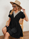 Women's Woven Chiffon Jacquard V-Neck Casual Dress