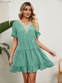 Women's Woven Chiffon Jacquard V-Neck Casual Dress