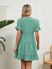 Women's Woven Chiffon Jacquard V-Neck Casual Dress