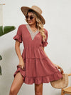 Women's Woven Chiffon Jacquard V-Neck Casual Dress