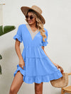 Women's Woven Chiffon Jacquard V-Neck Casual Dress