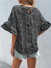 Women's Woven Round Neck Leopard Dolman-Sleeve Shirt