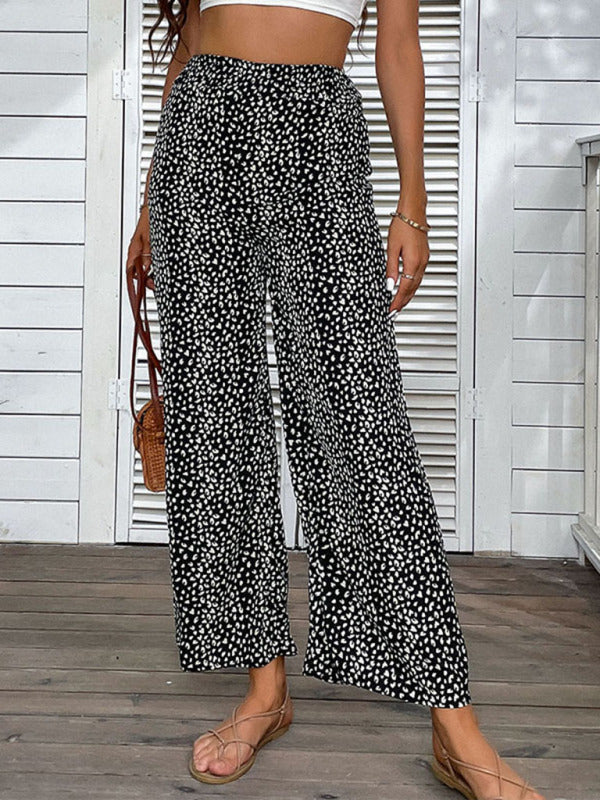 Women's Woven Fashion Casual Leopard Print Casual Wide-leg Pants