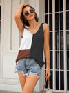 Women's Splicing Contrasting Color V-neck Casual Knit Tank Top