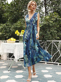 Printed waist single-breasted printed short-sleeved casual resort dress