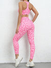 Leopard print beautiful back tight sports suit peach hip lifting high waist fitness clothes