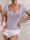 U-neck casual solid color sweater pullover loose round neck stitching sweater