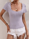 U-neck casual solid color sweater pullover loose round neck stitching sweater