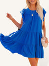 Fashion Pleated Loose Solid Color Short Sleeve Dress