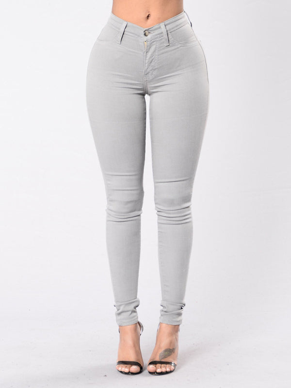 Women's Solid Color Slim High Stretch Denim Pencil Pants