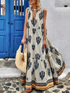 Women's Sleeveless Midi Bohemian Print Dress