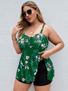 Ladies Plus Size - Printed Split Boxer Swimsuit Set