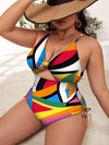 Plus Size Women-Printed Push-up Hollow One-Piece Swimsuit