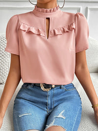 Women's solid color elegant short-sleeved top