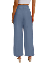 Women's Casual Wide Leg Dress Pants High Waist Button Down Trousers With Pockets