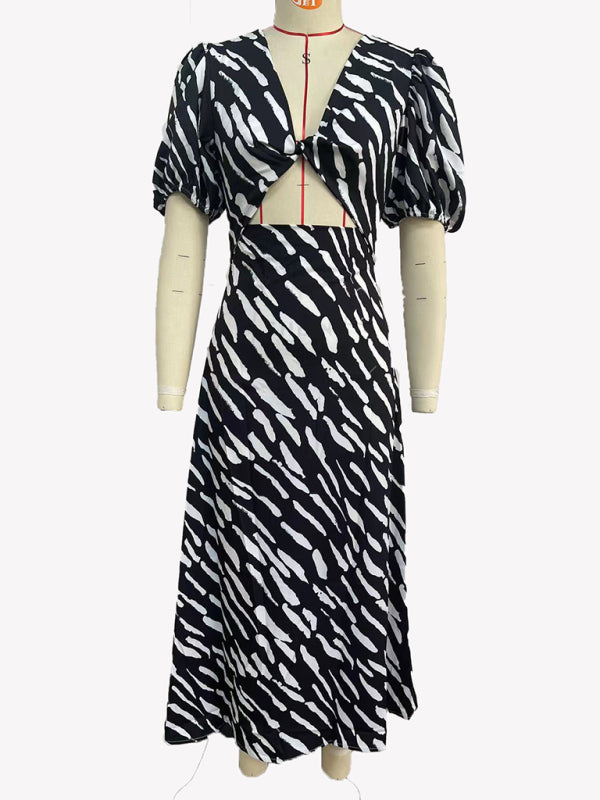 Women's Printed Printed V-Neck Midi Dress