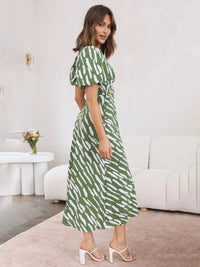 Women's Printed Printed V-Neck Midi Dress