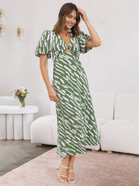 Women's Printed Printed V-Neck Midi Dress