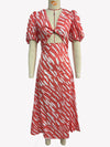 Women's Printed Printed V-Neck Midi Dress