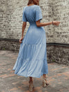 New summer European and American popular style V-neck mid-length dress